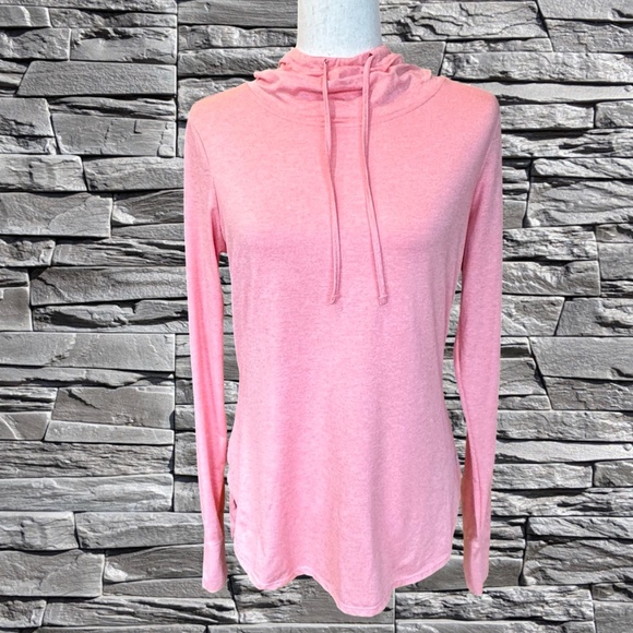 Reebok Womens Lightweight Long Sleeve Hooded Pullover Peachy-Pink Size Medium - Picture 10 of 13